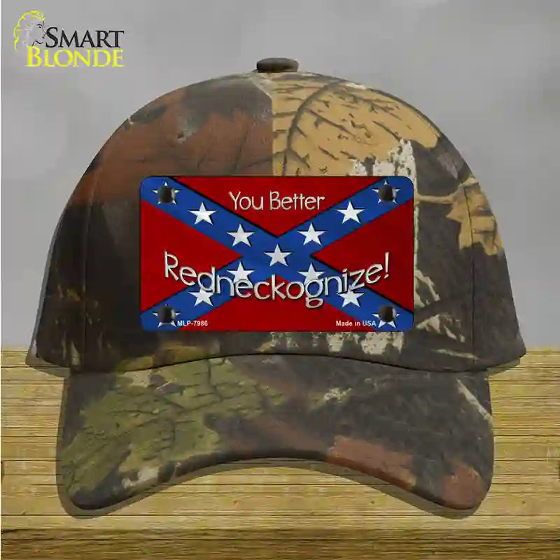 You Better Redneckognize Novelty License Plate Hat Cotton / Camoflauge