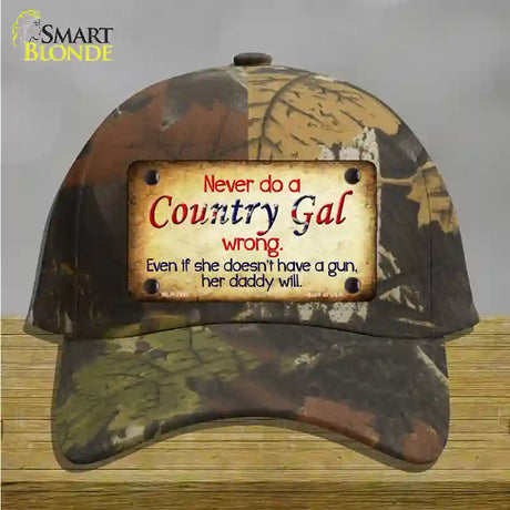 Country Gal Wrong Novelty License Plate Hat Cotton / Camoflauge