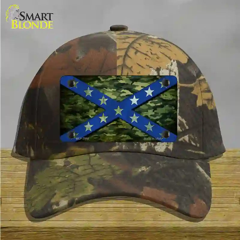 Confederate Stripes Blue Camo Novelty License Plate Hat Cotton / Camoflauge