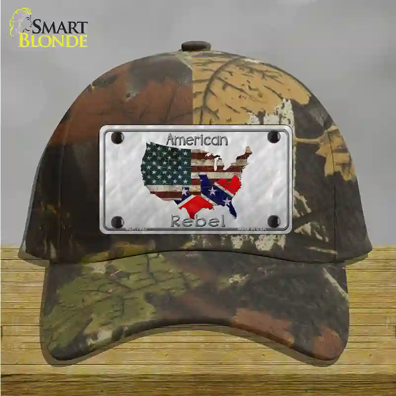 American Rebel Map Novelty License Plate Hat Cotton / Camoflauge