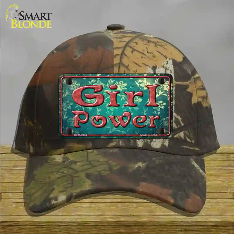 Girl Power Flower Novelty License Plate Hat Cotton / Camoflauge