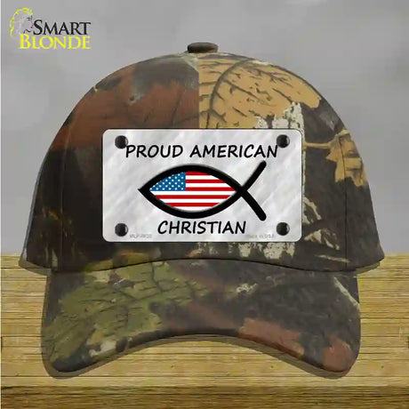 Proud American Christian Novelty License Plate Hat Cotton / Camoflauge