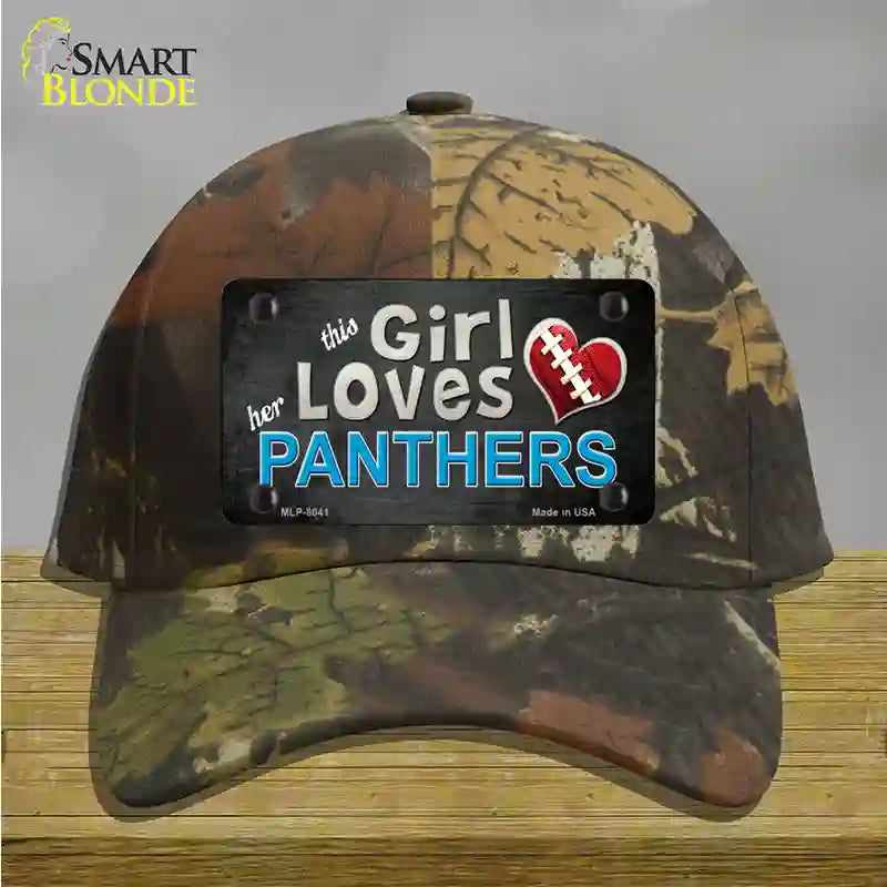 This Girl Loves Her Panthers Novelty License Plate Hat Cotton / Camoflauge