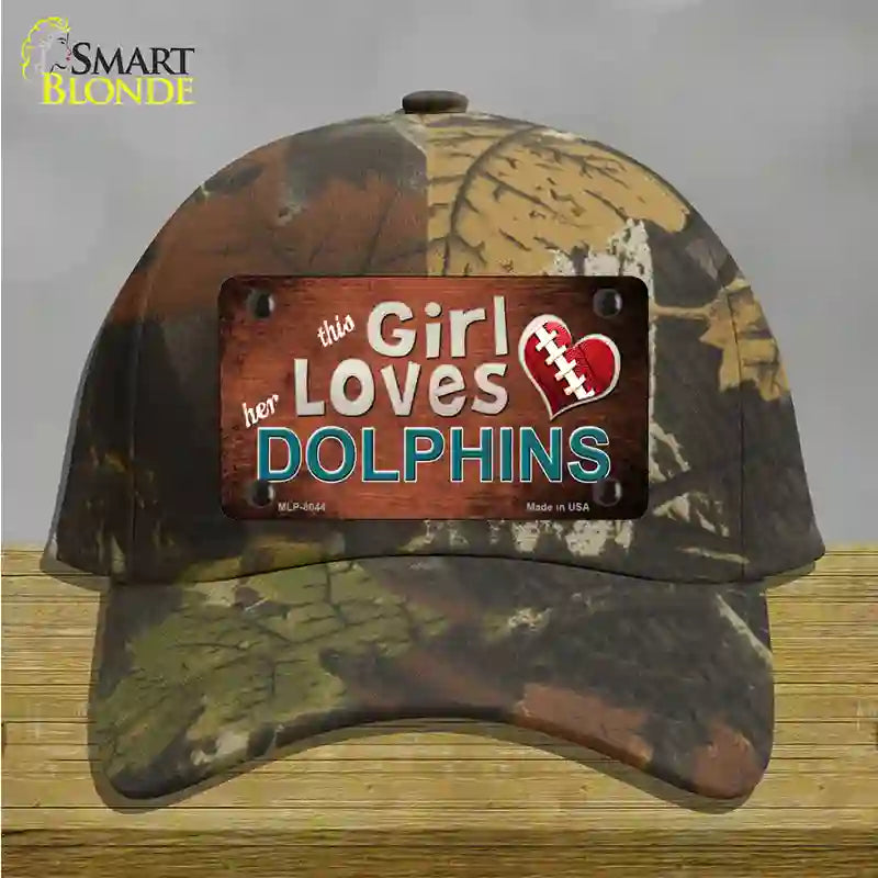 This Girl Loves Her Dolphins Novelty License Plate Hat Cotton / Camoflauge