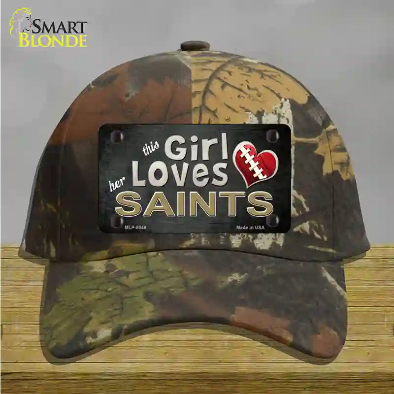 This Girl Loves Her Saints Novelty License Plate Hat Cotton / Camoflauge