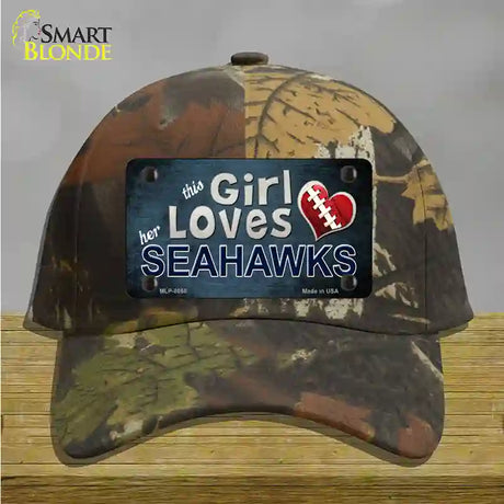 This Girl Loves Her Seahawks Novelty License Plate Hat Cotton / Camoflauge