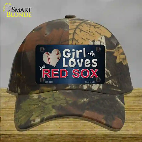 This Girl Loves Her Red Sox Novelty License Plate Hat Cotton / Camoflauge