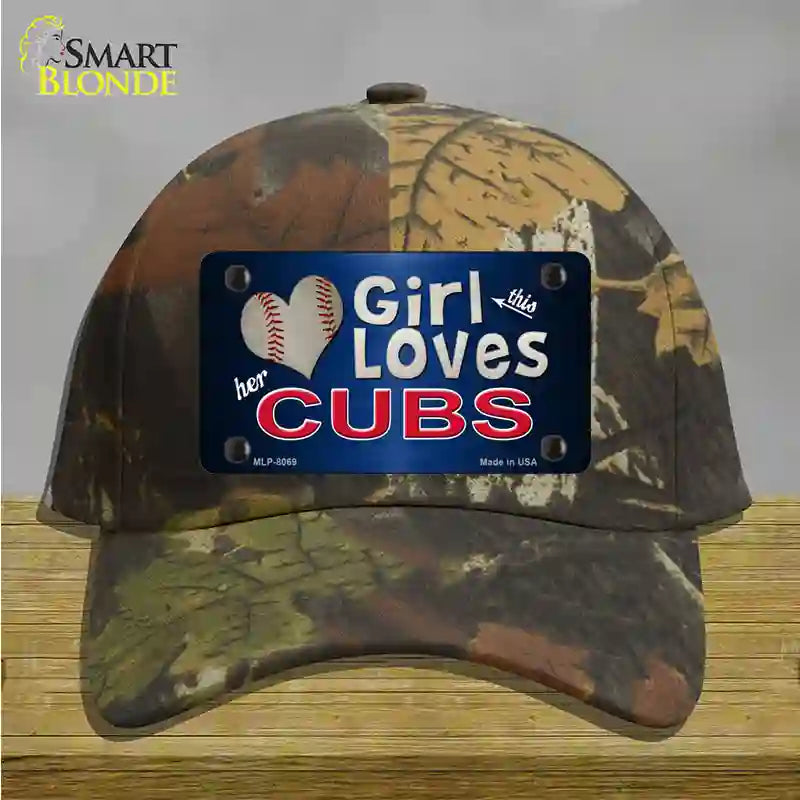 This Girl Loves Her Cubs Novelty License Plate Hat Cotton / Camoflauge