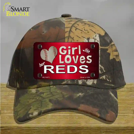 This Girl Loves Her Reds Novelty License Plate Hat Cotton / Camoflauge