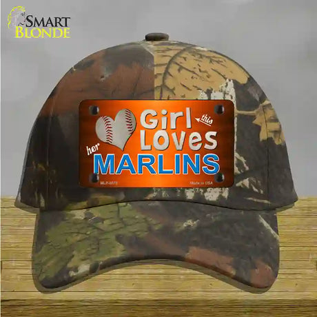 This Girl Loves Her Marlins Novelty License Plate Hat Cotton / Camoflauge