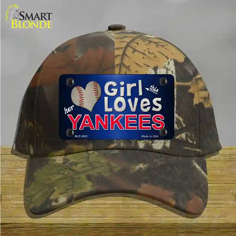 This Girl Loves Her Yankees Novelty License Plate Hat Cotton / Camoflauge