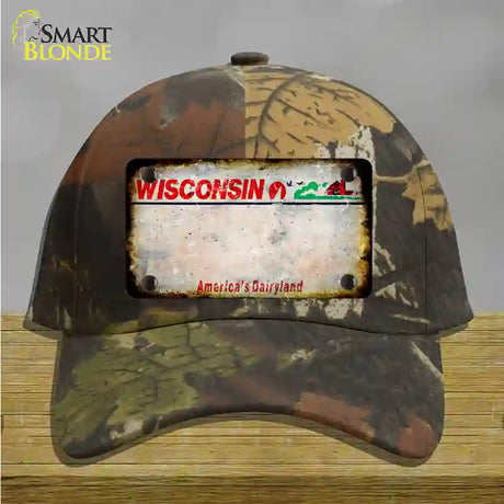 Wisconsin Rusty Blank Novelty License Plate Hat Cotton / Camoflauge