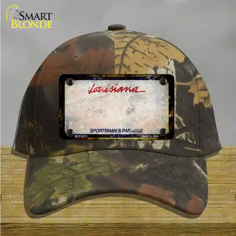 Louisiana Sportsmans Palace Rusty Blank Novelty License Plate Hat Cotton / Camoflauge