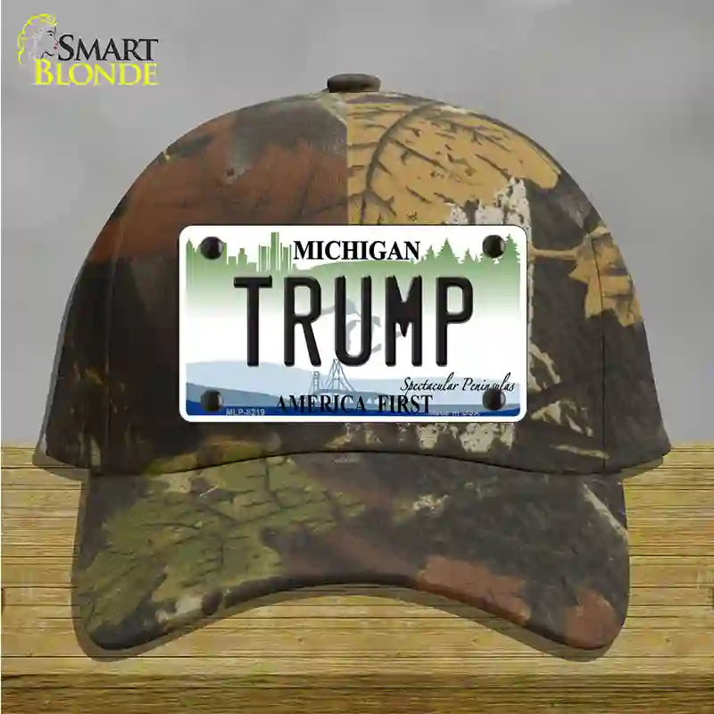 Trump Michigan Novelty License Plate Hat Cotton / Camoflauge