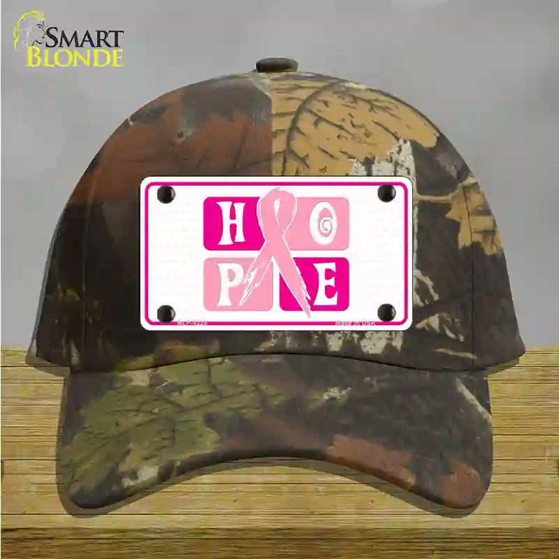 Hope Breast Cancer Ribbon Novelty License Plate Hat Cotton / Camoflauge