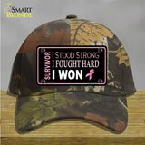 Breast Cancer Survivor Ribbon Novelty License Plate Hat Cotton / Camoflauge