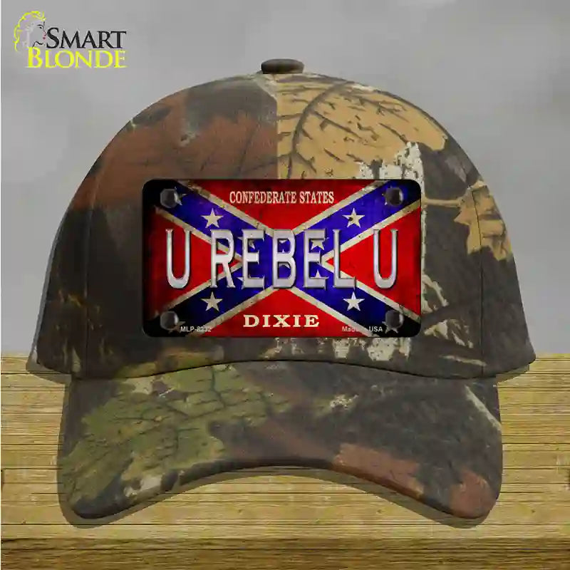 U Rebel U Novelty License Plate Hat Cotton / Camoflauge