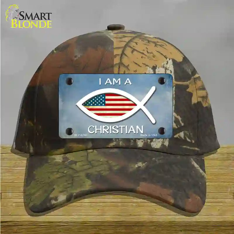 I Am A Christian Novelty License Plate Hat Cotton / Camoflauge