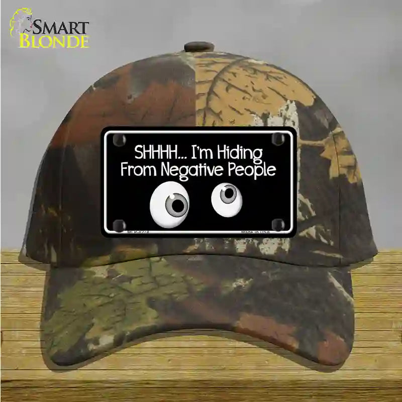 Hiding From Negative People Novelty License Plate Hat Cotton / Camoflauge