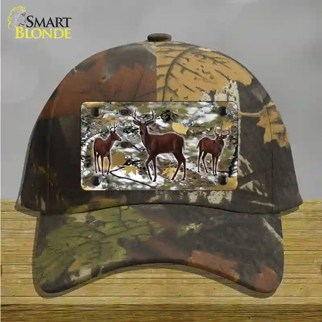 Deer On Camo Novelty License Plate Hat Cotton / Camoflauge