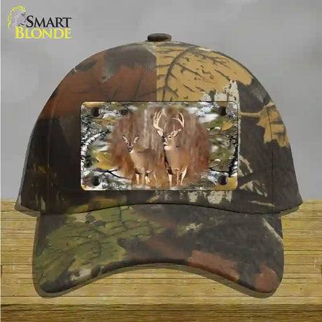 Two Deer On Camo Novelty License Plate Hat Cotton / Camoflauge