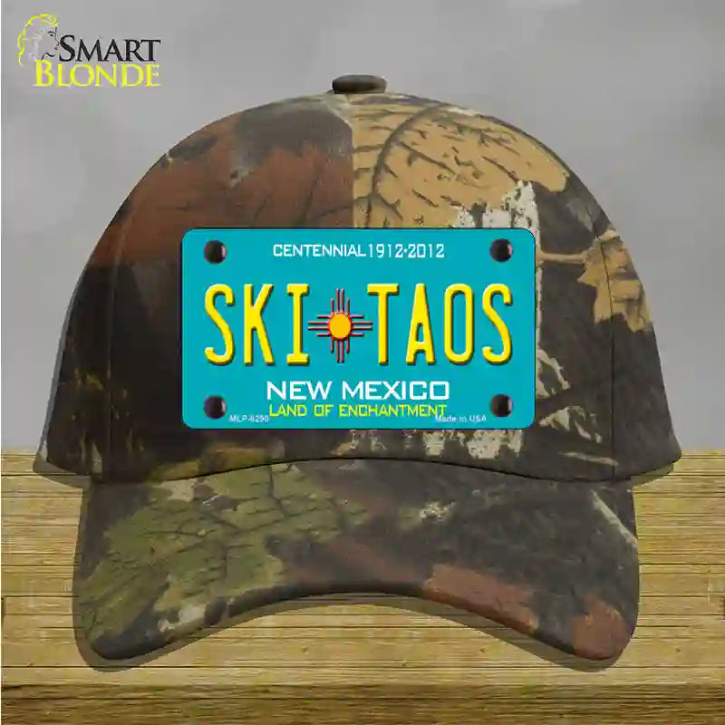 Ski Taos Teal New Mexico Novelty License Plate Hat Cotton / Camoflauge