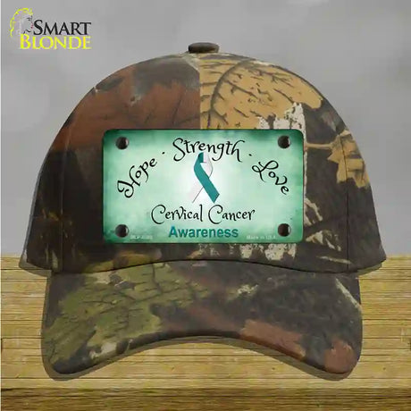 Cervical Cancer Ribbon Novelty License Plate Hat Cotton / Camoflauge