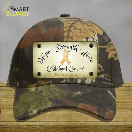 Childhood Cancer Ribbon Novelty License Plate Hat Cotton / Camoflauge