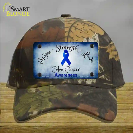 Colon Cancer Ribbon Novelty License Plate Hat Cotton / Camoflauge