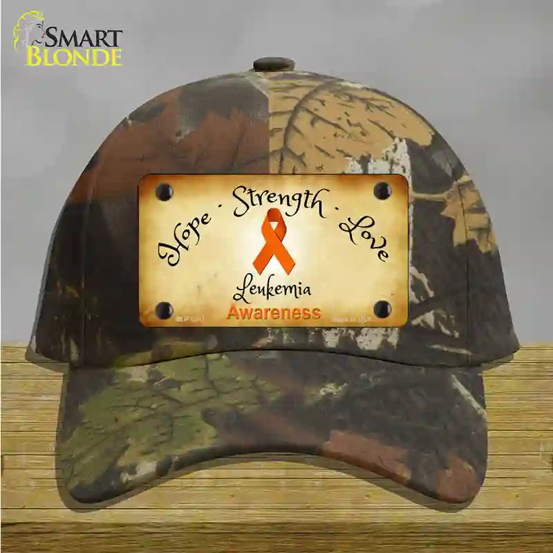 Leukemia Cancer Ribbon Novelty License Plate Hat Cotton / Camoflauge