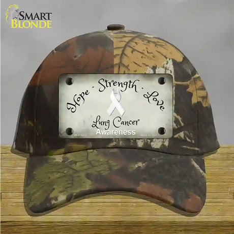 Lung Cancer Ribbon Novelty License Plate Hat Cotton / Camoflauge