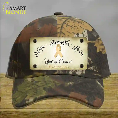 Uterine Cancer Ribbon Novelty License Plate Hat Cotton / Camoflauge