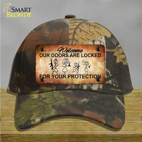 Doors Locked Your Protection Novelty License Plate Hat Cotton / Camoflauge