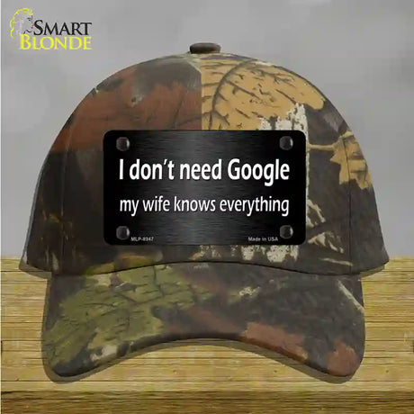 Dont Need Google Novelty License Plate Hat Cotton / Camoflauge