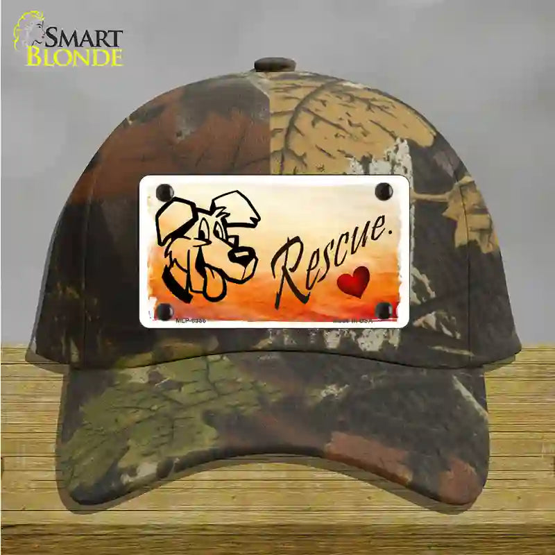 Rescue Dog Novelty License Plate Hat Cotton / Camoflauge