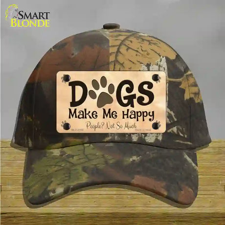 Dogs Make Me Happy Novelty License Plate Hat Cotton / Camoflauge