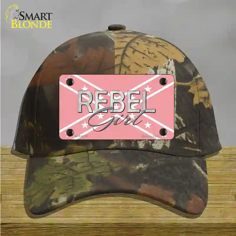 Rebel Girl Pink Novelty License Plate Hat Cotton / Camoflauge