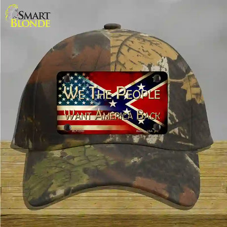 We The People American Confederate Novelty License Plate Hat Cotton / Camoflauge