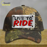 Live To Ride Shiny Novelty License Plate Hat Cotton / Camoflauge