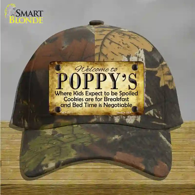 Poppys Novelty License Plate Hat Cotton / Camoflauge