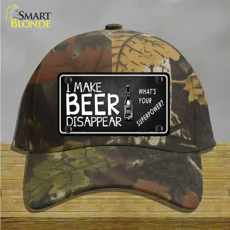 I Make Beer Disappear Novelty License Plate Hat Cotton / Camoflauge