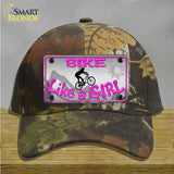 Bike Like A Girl Novelty License Plate Hat Cotton / Camoflauge