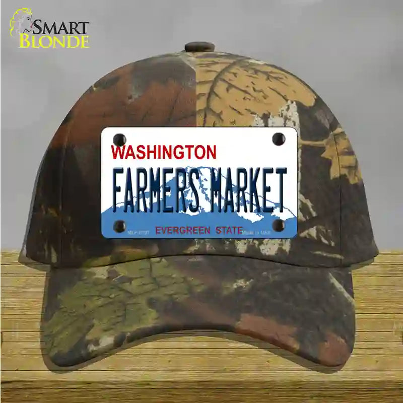 Farmers Market Washington Novelty License Plate Hat Cotton / Camoflauge