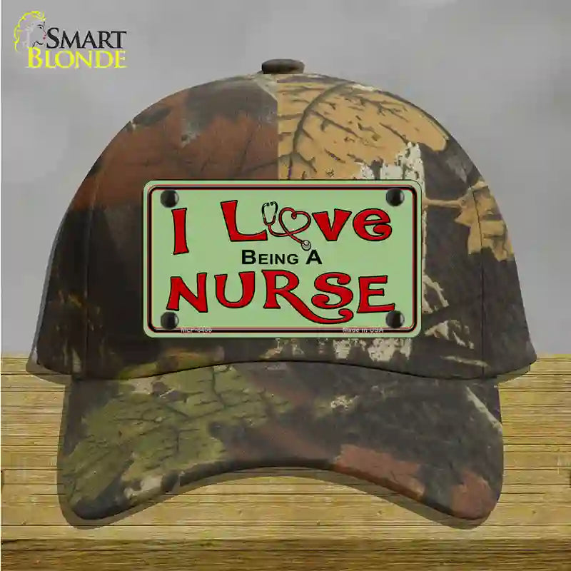 I Love Being A Nurse Novelty License Plate Hat Cotton / Camoflauge