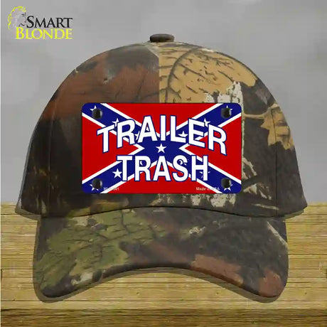 Trailer Trash Confederate Flag Novelty License Plate Hat Cotton / Camoflauge