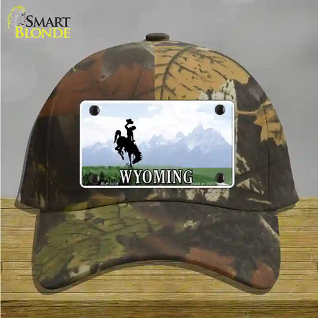 Wyoming State Novelty License Plate Hat Cotton / Camoflauge