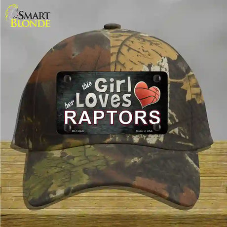 This Girl Loves Her Raptors Novelty License Plate Hat Cotton / Camoflauge