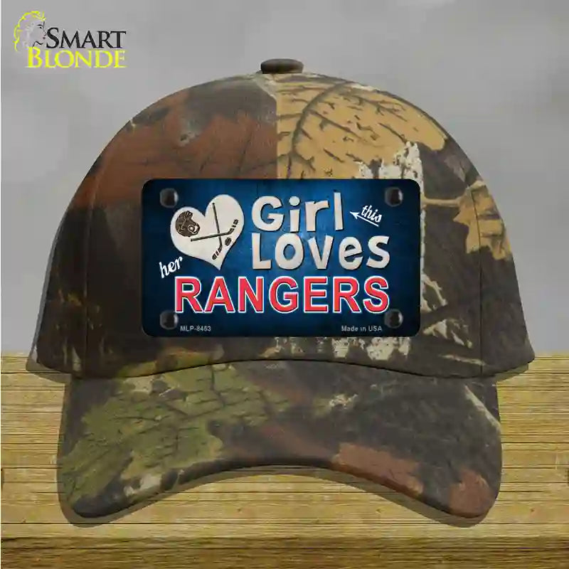 This Girl Loves Her Rangers Blue Novelty License Plate Hat Cotton / Camoflauge