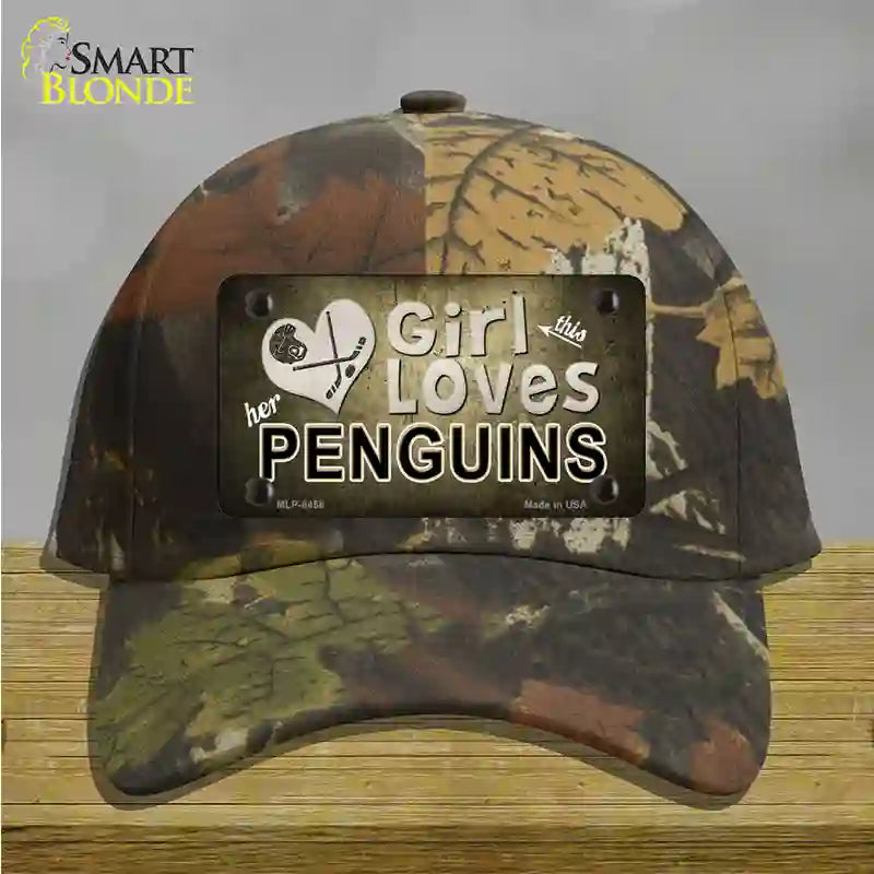 This Girl Loves Her Penguins Novelty License Plate Hat Cotton / Camoflauge