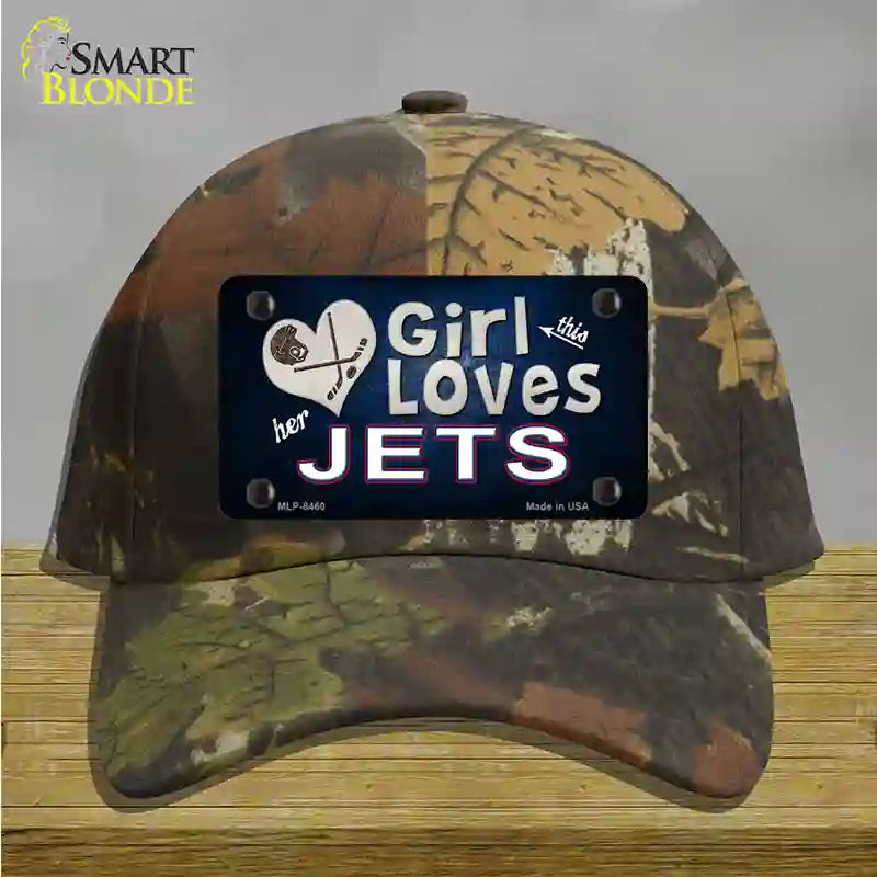 This Girl Loves Her Jets Hockey Novelty License Plate Hat Cotton / Camoflauge